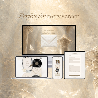 Ivory Wedding Website Template Canva | Old Money Vintage Digital Invitation with RSVP, Music and Countdown Timer | Instant Download