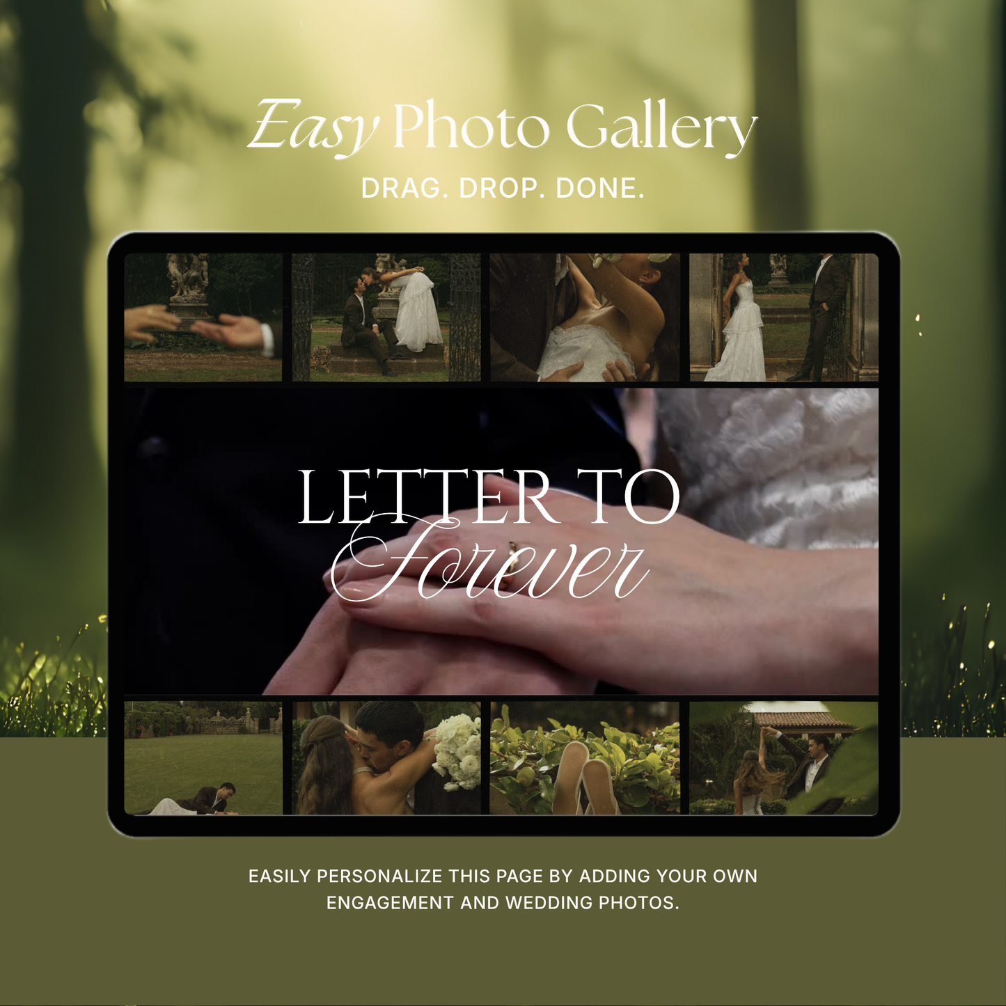 Olive Green & Burgundy Floral Wedding Website Template | Wedding Invitation with RSVP, Music and Countdown Timer | Instant Download