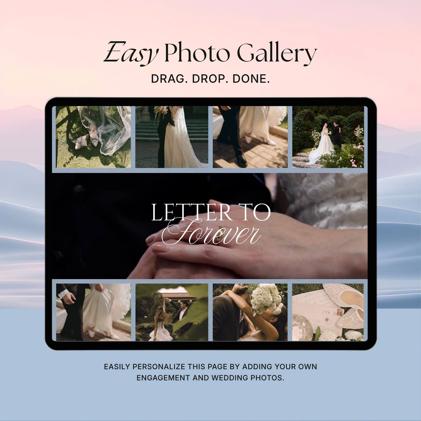 Blush Pink & Blue Floral Wedding Website Template with RSVP, Music and Countdown Timer: Digital Wedding Template (Digital Download)