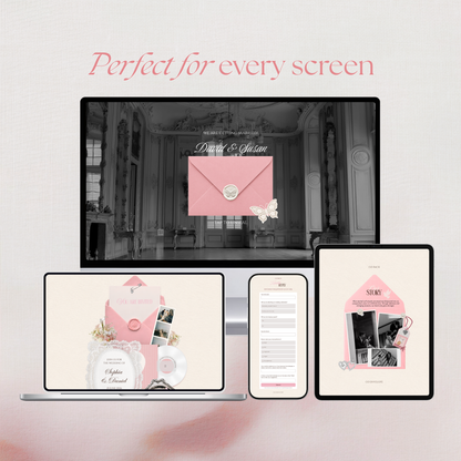 Pink & Ivory Floral Wedding Website Template with RSVP, Music and Countdown Timer: Wedding Invitations (Digital Download)