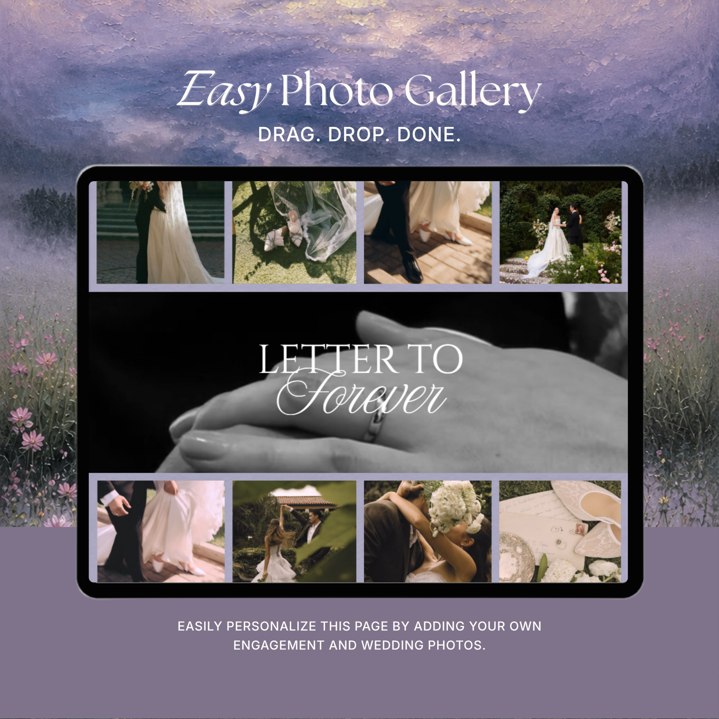 Pink Lilac Pastel Floral Wedding Website Template Canva | Wedding Invitation with RSVP, Music and Countdown Timer | Instant Download