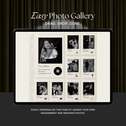 Ivory Photo Booth Wedding Website Template | Modern Wedding Invitation with RSVP, Music and Countdown Timer | Instant Download