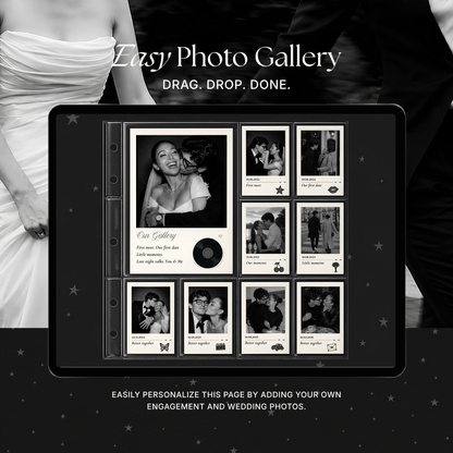 Black Photo Booth Wedding Website Template | Modern Wedding Invitation with RSVP, Music and Countdown Timer | Instant Download