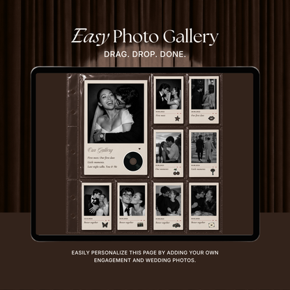 Brown Photo Booth Wedding Website Template | Modern Wedding Invitation with RSVP, Music and Countdown Timer | Instant Download