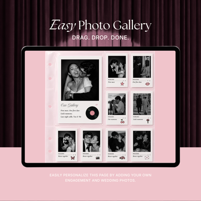 Blush Pink Photo Booth Wedding Website Template | Modern Wedding Invitation with RSVP, Music and Countdown Timer | Instant Download