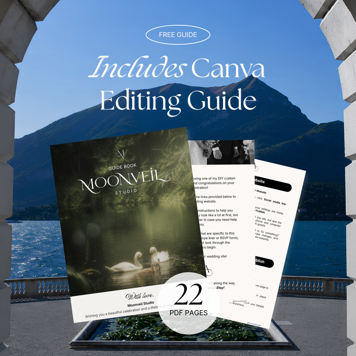 Navy & Dusty Blue Wedding Website Template with RSVP, Music and Countdown : Floral Classic Envelope Digital Invitation (Digital Download)