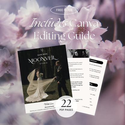 Pink Lilac Pastel Floral Wedding Website Template Canva | Digital Invitation with RSVP , Music and Countdown Timer | Instant Download