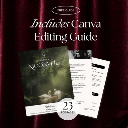 Old Money Wedding Website Template | Burgundy Digital Wedding Invitation with RSVP, Music and Coundown Timer | Instant Download