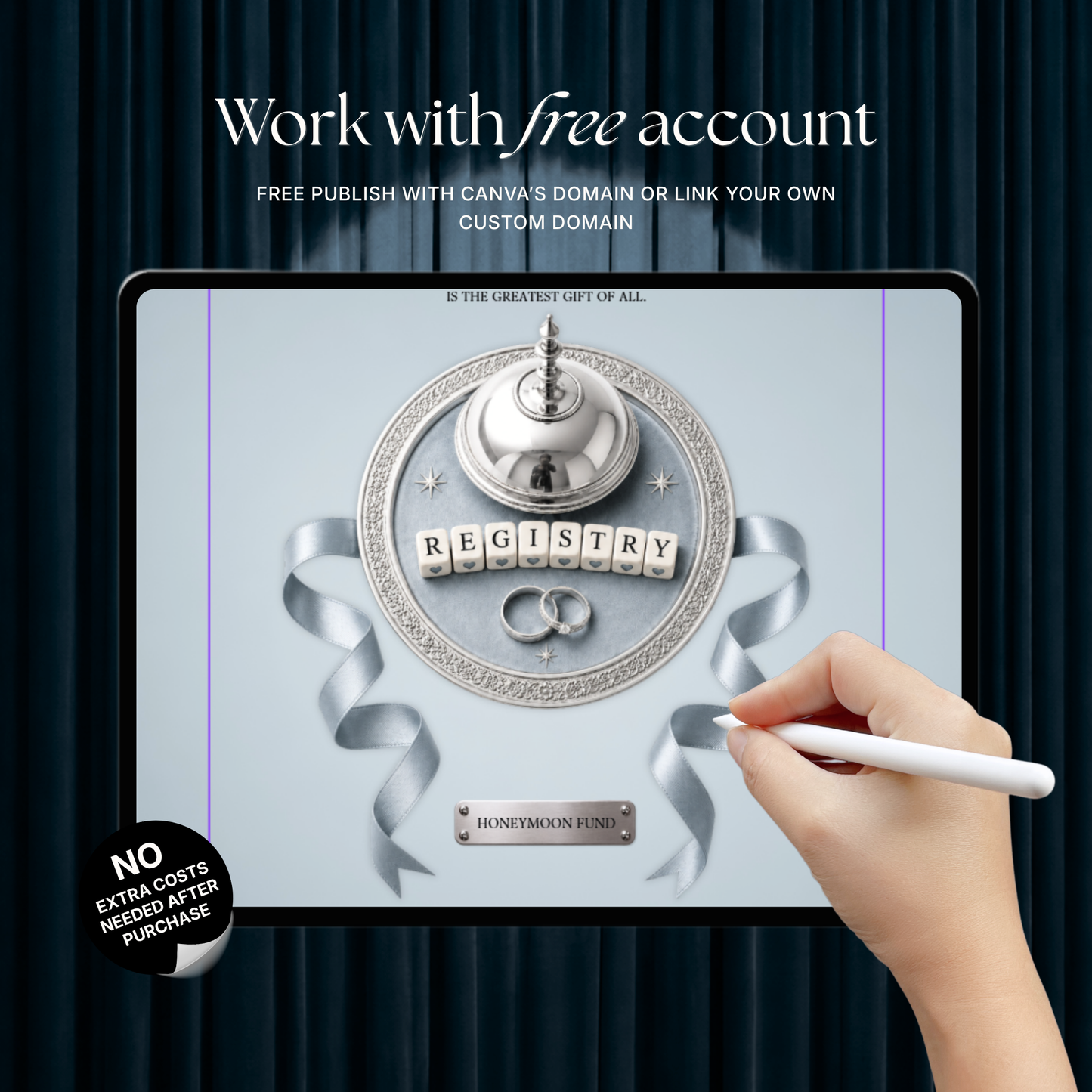 Dusty Blue Photo Booth Wedding Website Template | Modern Wedding Invitation with RSVP, Music and Countdown Timer | Instant Download