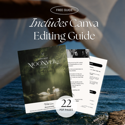 Navy & Dusty Blue Wedding Website Template with RSVP, Music and Countdown Timer: Canva Editable Template (Instant Download)