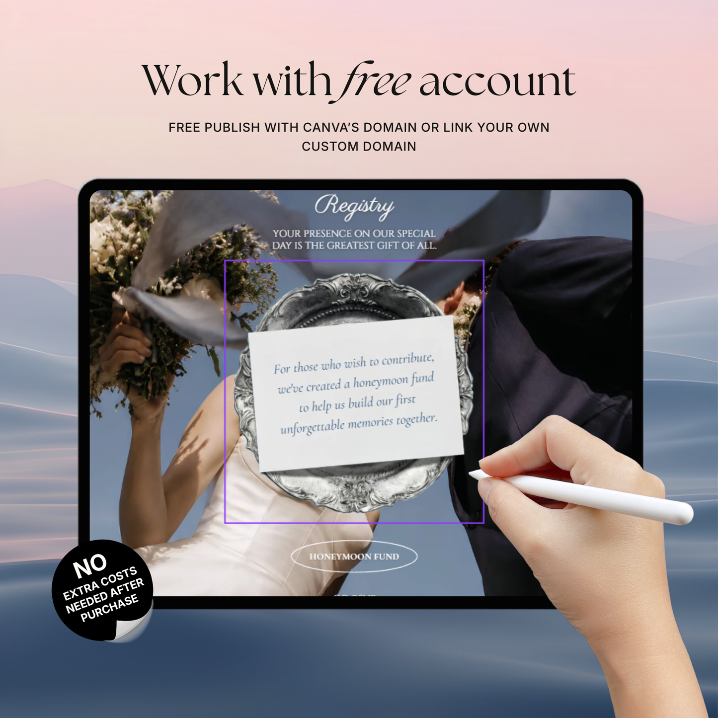Blush Pink & Blue Floral Wedding Website Template with RSVP, Music and Countdown Timer: Digital Wedding Template (Digital Download)