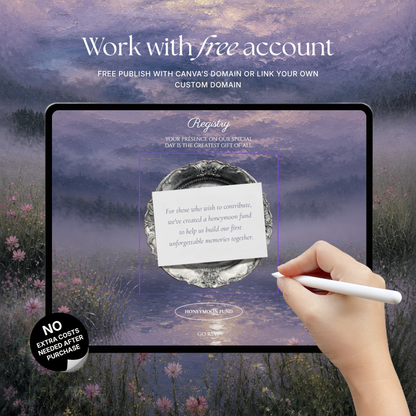 Pink Lilac Pastel Floral Wedding Website Template Canva | Wedding Invitation with RSVP, Music and Countdown Timer | Instant Download