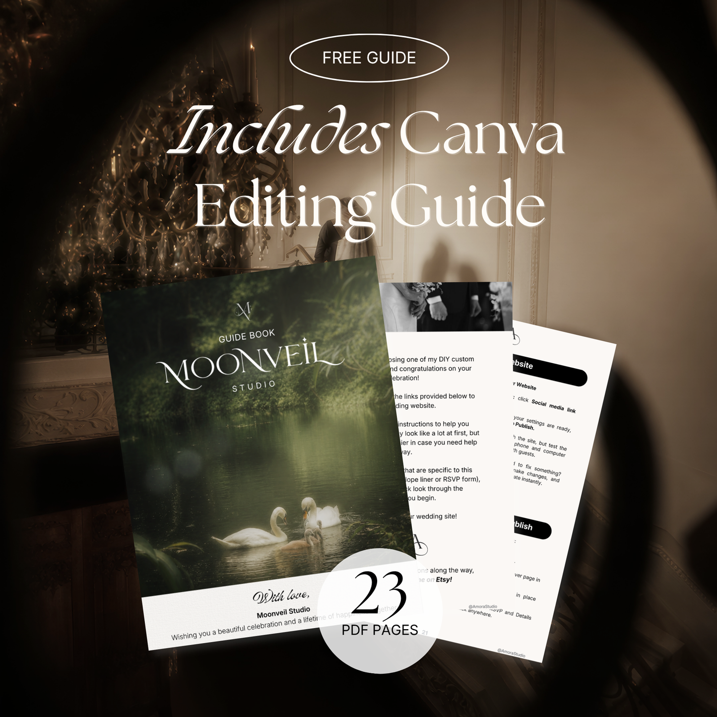 Old Money Wedding Website Template with RSVP, Music and Countdown Timer | Ivory & Brown Digital Wedding Invitation | Instant Download