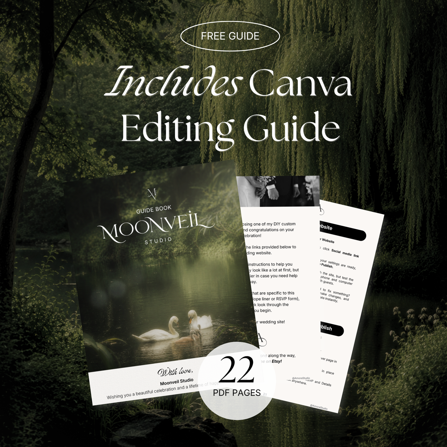 Olive Old Money Wedding Website Template with RSVP, Music and Countdown Timer: Editable Canva Website (Digital Download)
