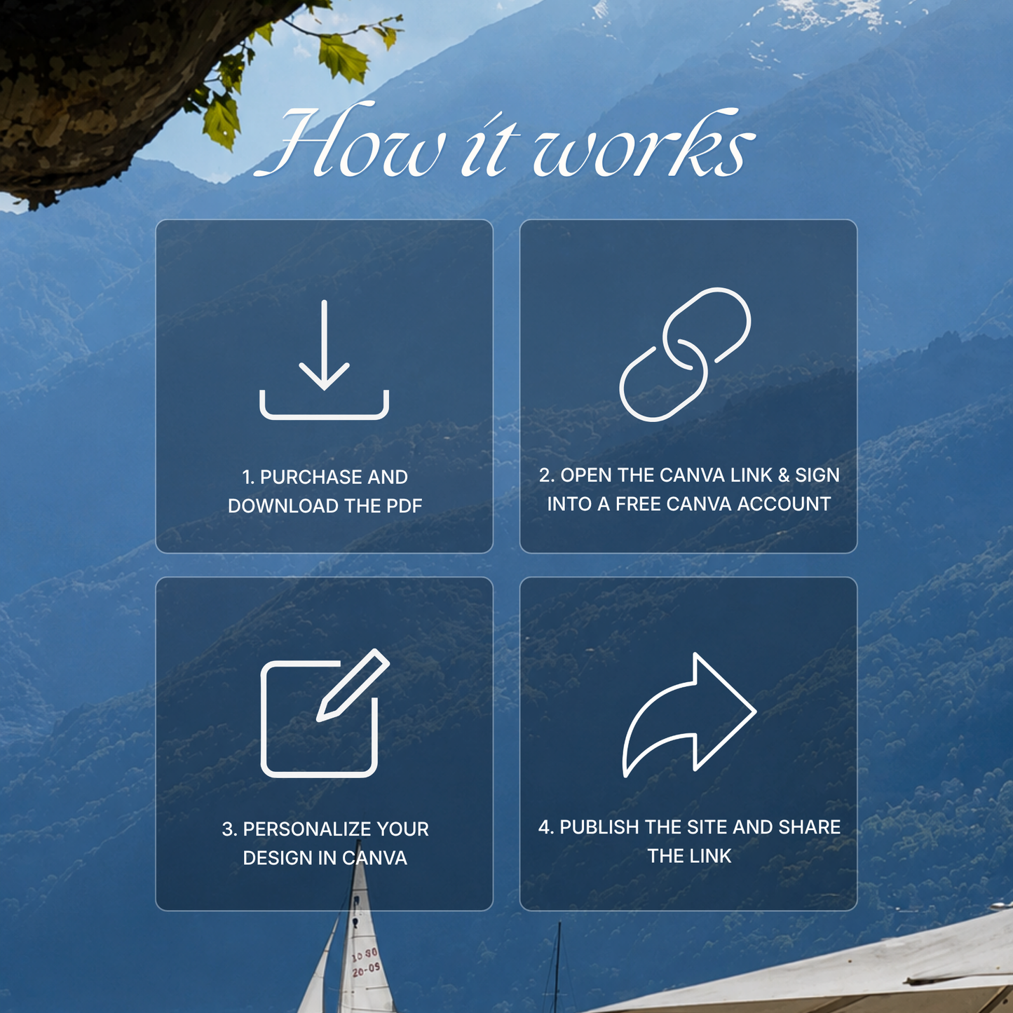 Navy & Dusty Blue Wedding Website Template with RSVP, Music and Countdown Timer: Digital Editable Canva Website (Digital Download)