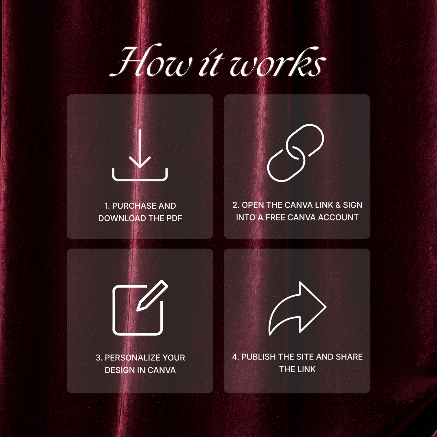 Old Money Wedding Website Template | Burgundy Digital Wedding Invitation with RSVP, Music and Coundown Timer | Instant Download