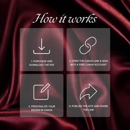 Burgundy & Ivory Wedding Website Template | Vintage Digital Invitation with RSVP, Music and Countdown Timer (Digital Download)