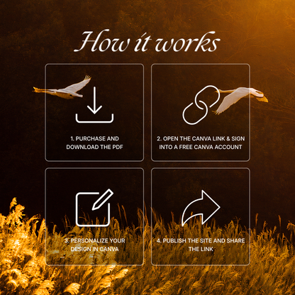 Burnt Orange Digital Wedding Invitation with RSVP, Music and Countdown Timer: Editable Canva Website (Digital Download)