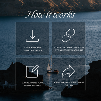Navy & Dusty Blue Wedding Website Template with RSVP, Music and Countdown Timer | Digital Wedding Template (Digital Download)