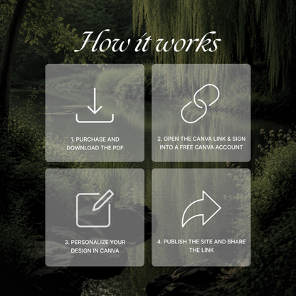 Olive Old Money Wedding Website Template with RSVP, Music and Countdown Timer: Editable Canva Website (Digital Download)