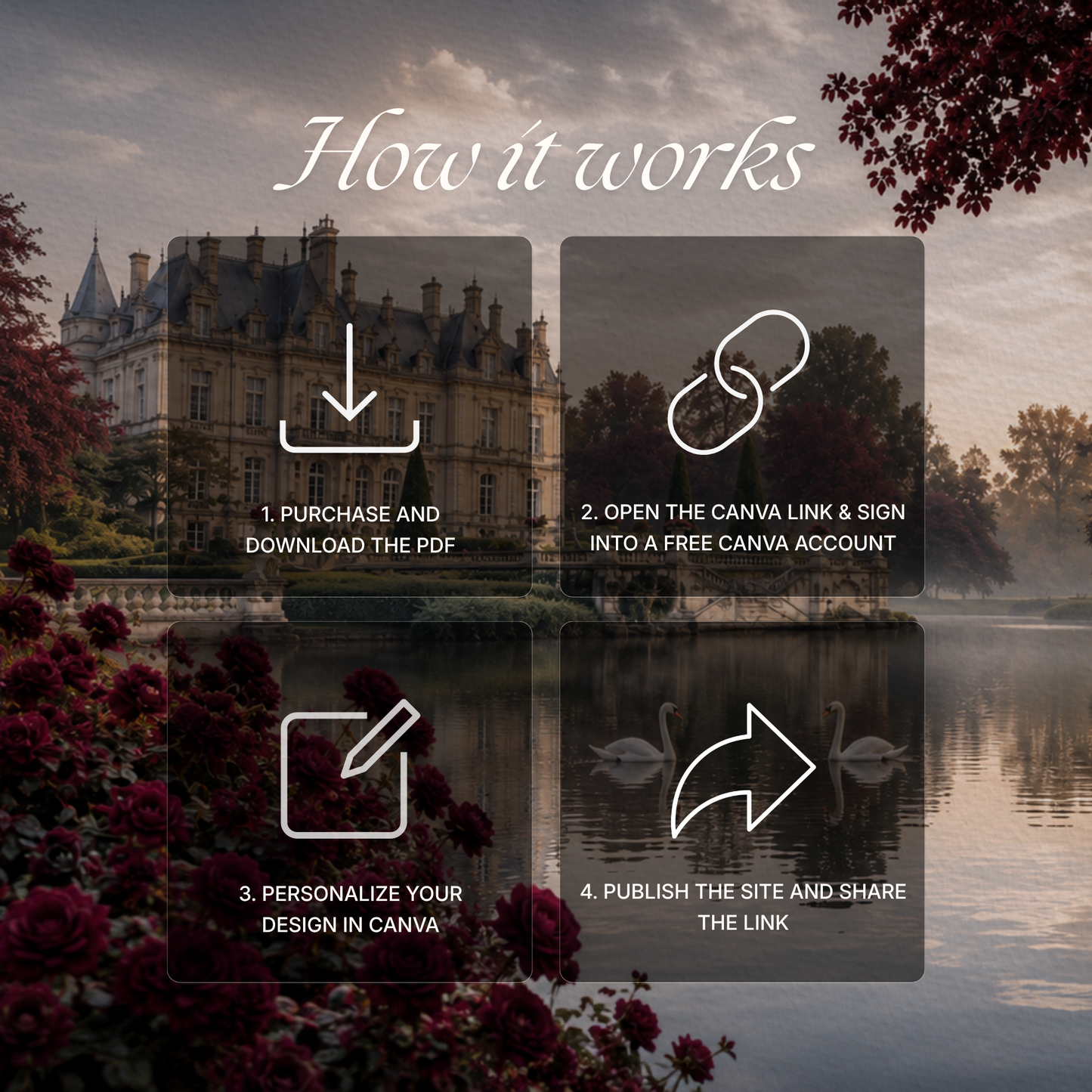 Old Money Burgundy Wedding Website Template with RSVP, Music and Countdown Timer: Digital Invitation (Digital Download)