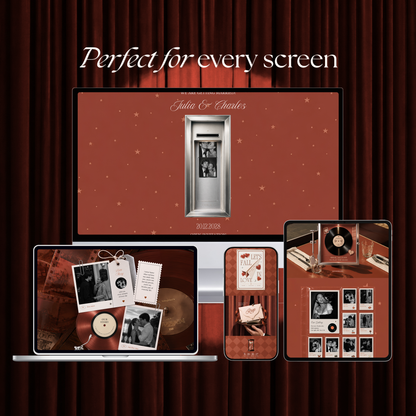 Burnt Orange Photo Booth Wedding Website | Modern Wedding Invitation with RSVP, Music and Countdown Timer | Instant Download