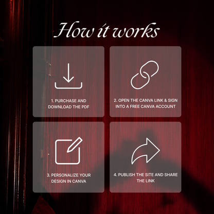 Burgundy & Ivory Wedding Website Template with RSVP, Music and Countdown Timer: Digital Wedding Template (Digital Download)