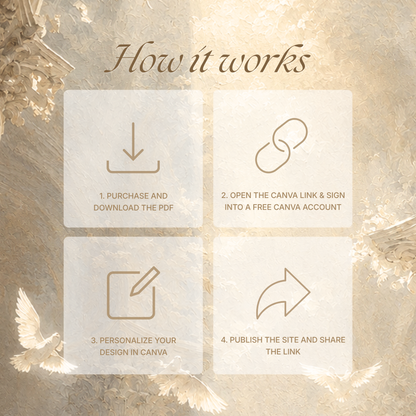 Ivory Wedding Website Template Canva | Old Money Vintage Digital Invitation with RSVP, Music and Countdown Timer | Instant Download