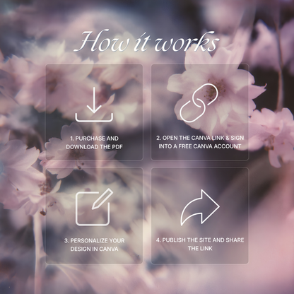 Pink Lilac Pastel Wedding Website Template with RSVP, Music and Countdown Timer | Editable Canva Website (Digital Download)
