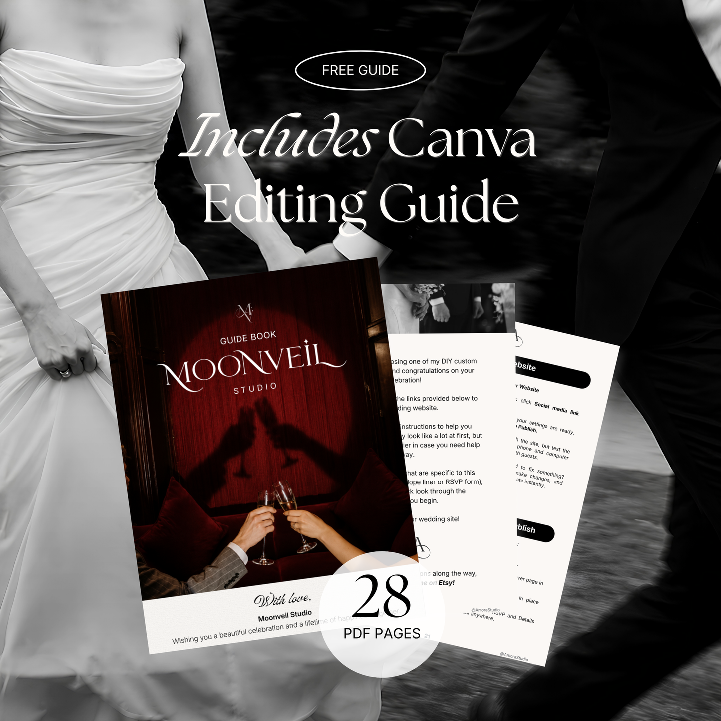 Black Photo Booth Wedding Website Template | Modern Wedding Invitation with RSVP, Music and Countdown Timer | Instant Download