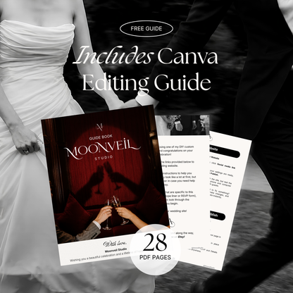 Black Photo Booth Wedding Website Template | Modern Wedding Invitation with RSVP, Music and Countdown Timer | Instant Download