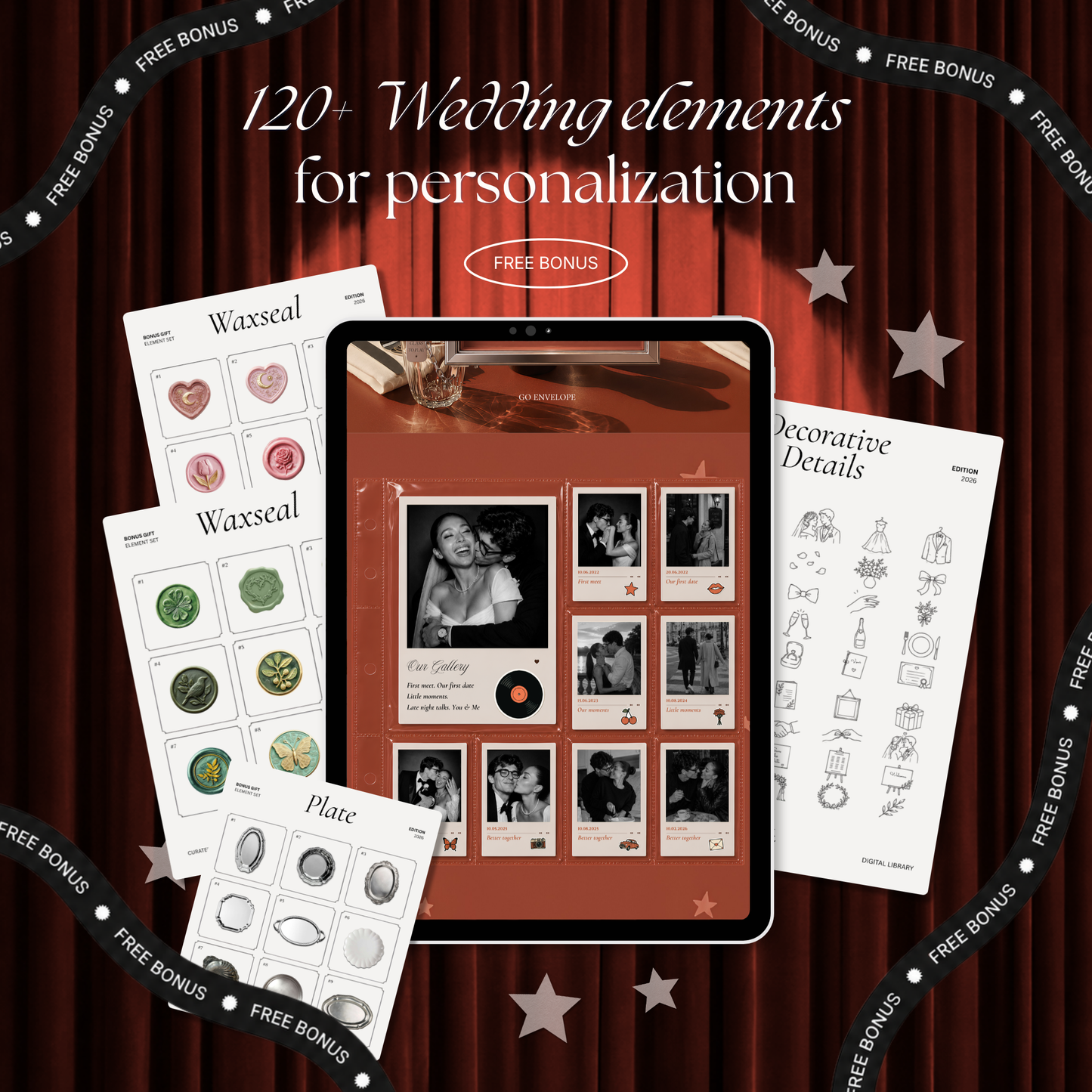 Burnt Orange Photo Booth Wedding Website | Modern Wedding Invitation with RSVP, Music and Countdown Timer | Instant Download
