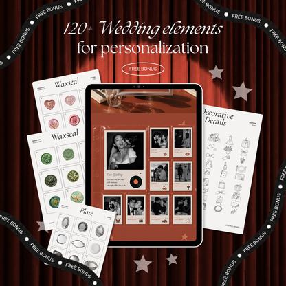 Burnt Orange Photo Booth Wedding Website | Modern Wedding Invitation with RSVP, Music and Countdown Timer | Instant Download
