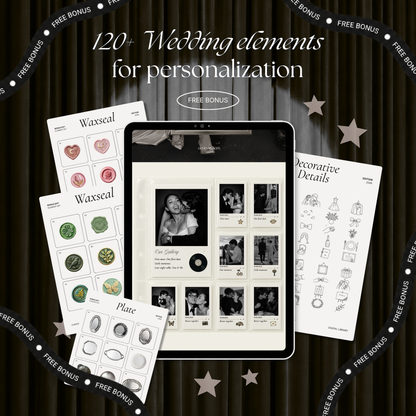 Ivory Photo Booth Wedding Website Template | Modern Wedding Invitation with RSVP, Music and Countdown Timer | Instant Download