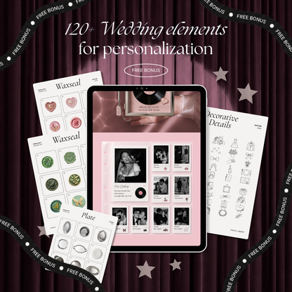 Blush Pink Photo Booth Wedding Website Template | Modern Wedding Invitation with RSVP, Music and Countdown Timer | Instant Download