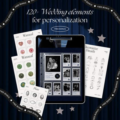 Navy Blue Photo Booth Wedding Website Template | Modern Wedding Invitation with RSVP, Music and Countdown Timer | Instant Download