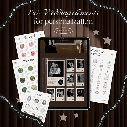 Brown Photo Booth Wedding Website Template | Modern Wedding Invitation with RSVP, Music and Countdown Timer | Instant Download