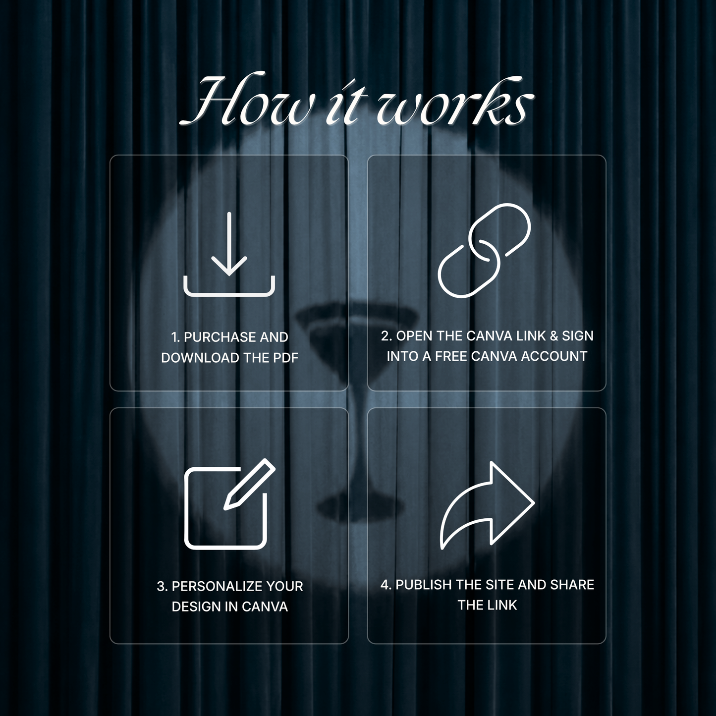 Dusty Blue Photo Booth Wedding Website Template | Modern Wedding Invitation with RSVP, Music and Countdown Timer | Instant Download