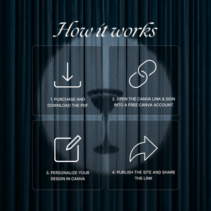 Dusty Blue Photo Booth Wedding Website Template | Modern Wedding Invitation with RSVP, Music and Countdown Timer | Instant Download
