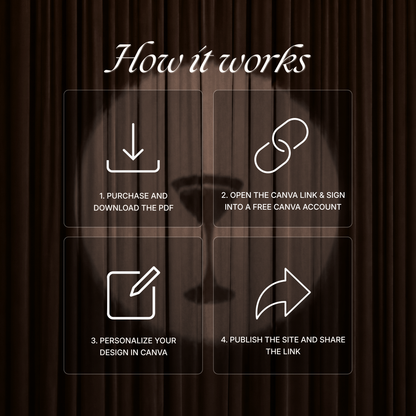 Brown Photo Booth Wedding Website Template | Modern Wedding Invitation with RSVP, Music and Countdown Timer | Instant Download