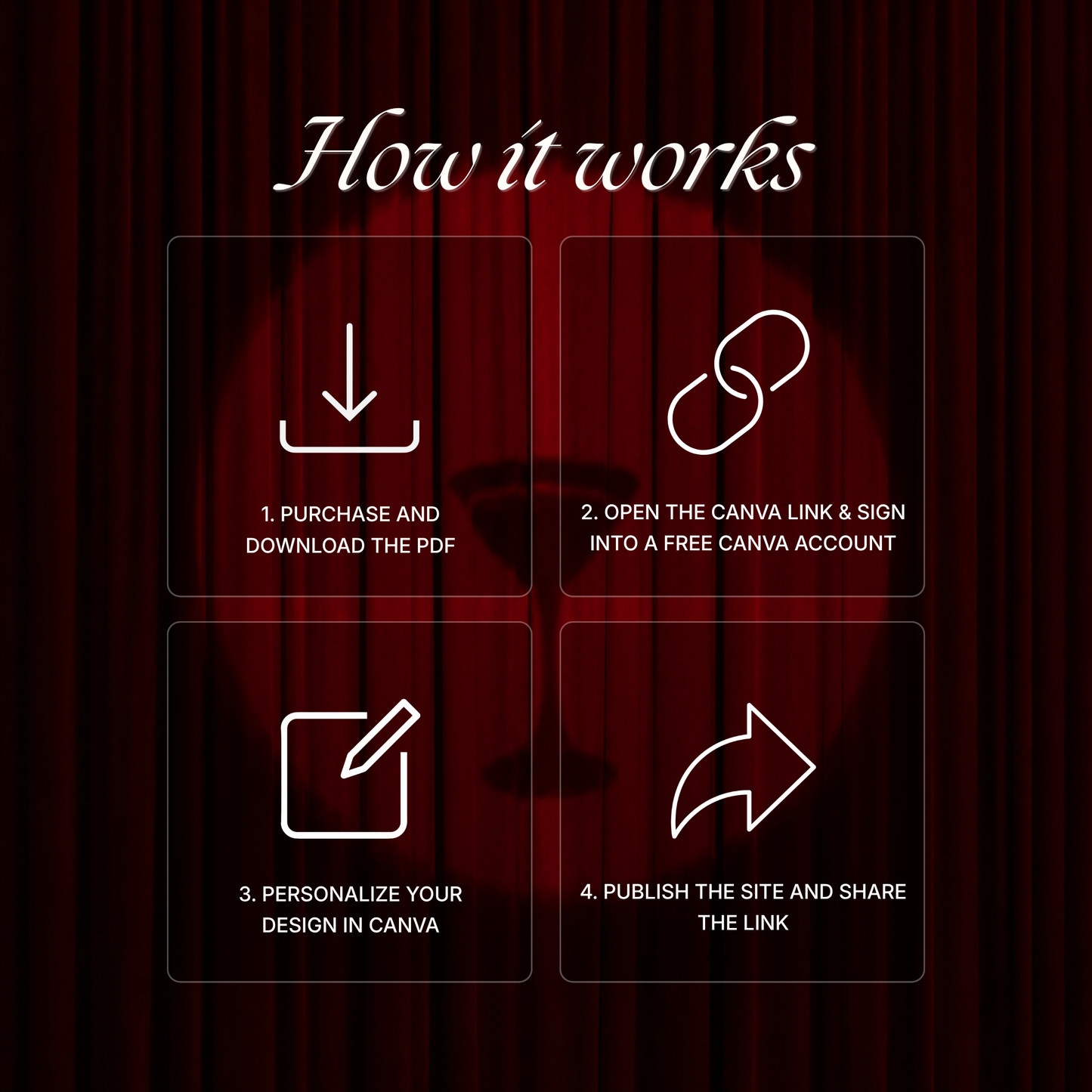 Burgundy Photo Booth Wedding Website Template | Modern Wedding Invitation with RSVP, Music and Countdown Timer | Instant Download