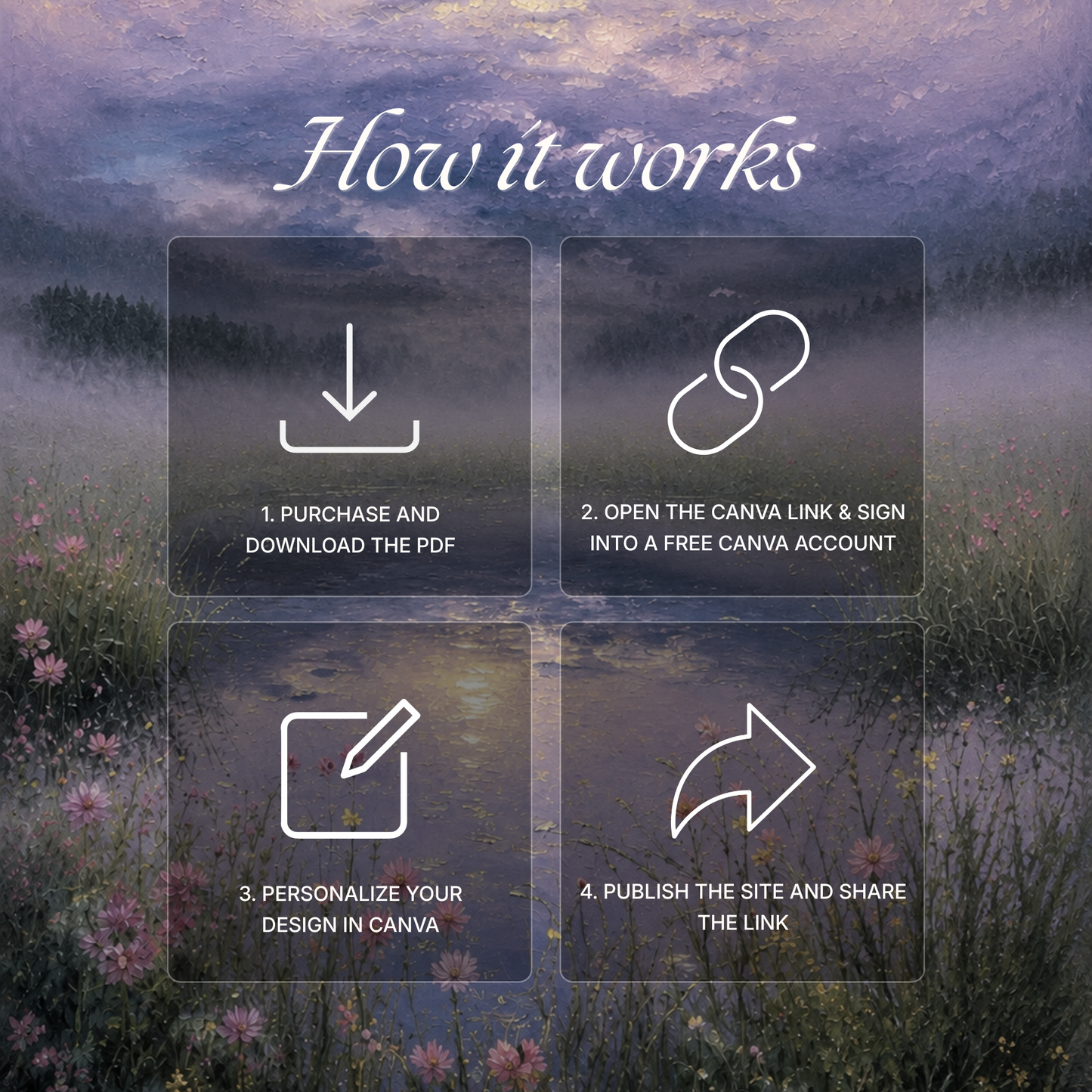 Pink Lilac Pastel Floral Wedding Website Template Canva | Wedding Invitation with RSVP, Music and Countdown Timer | Instant Download