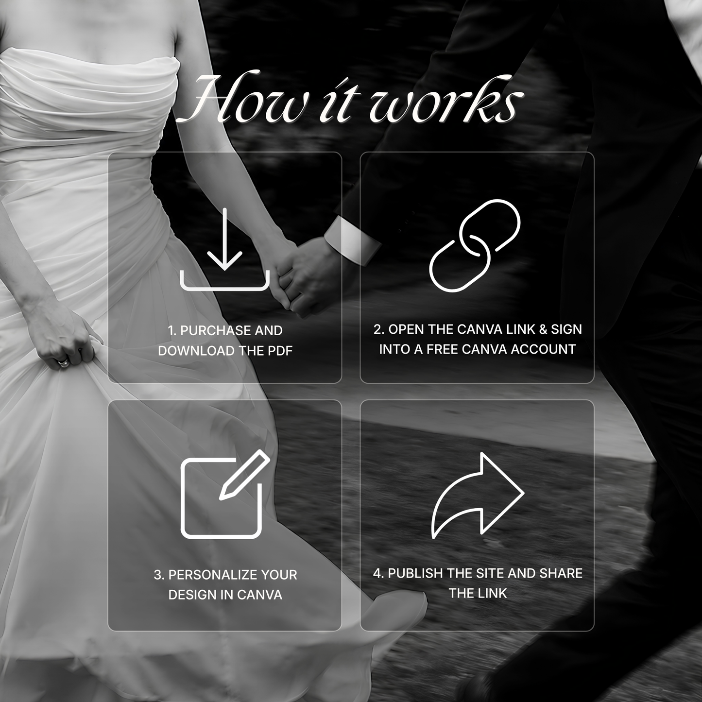 Black Photo Booth Wedding Website Template | Modern Wedding Invitation with RSVP, Music and Countdown Timer | Instant Download