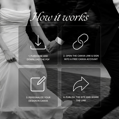 Black Photo Booth Wedding Website Template | Modern Wedding Invitation with RSVP, Music and Countdown Timer | Instant Download