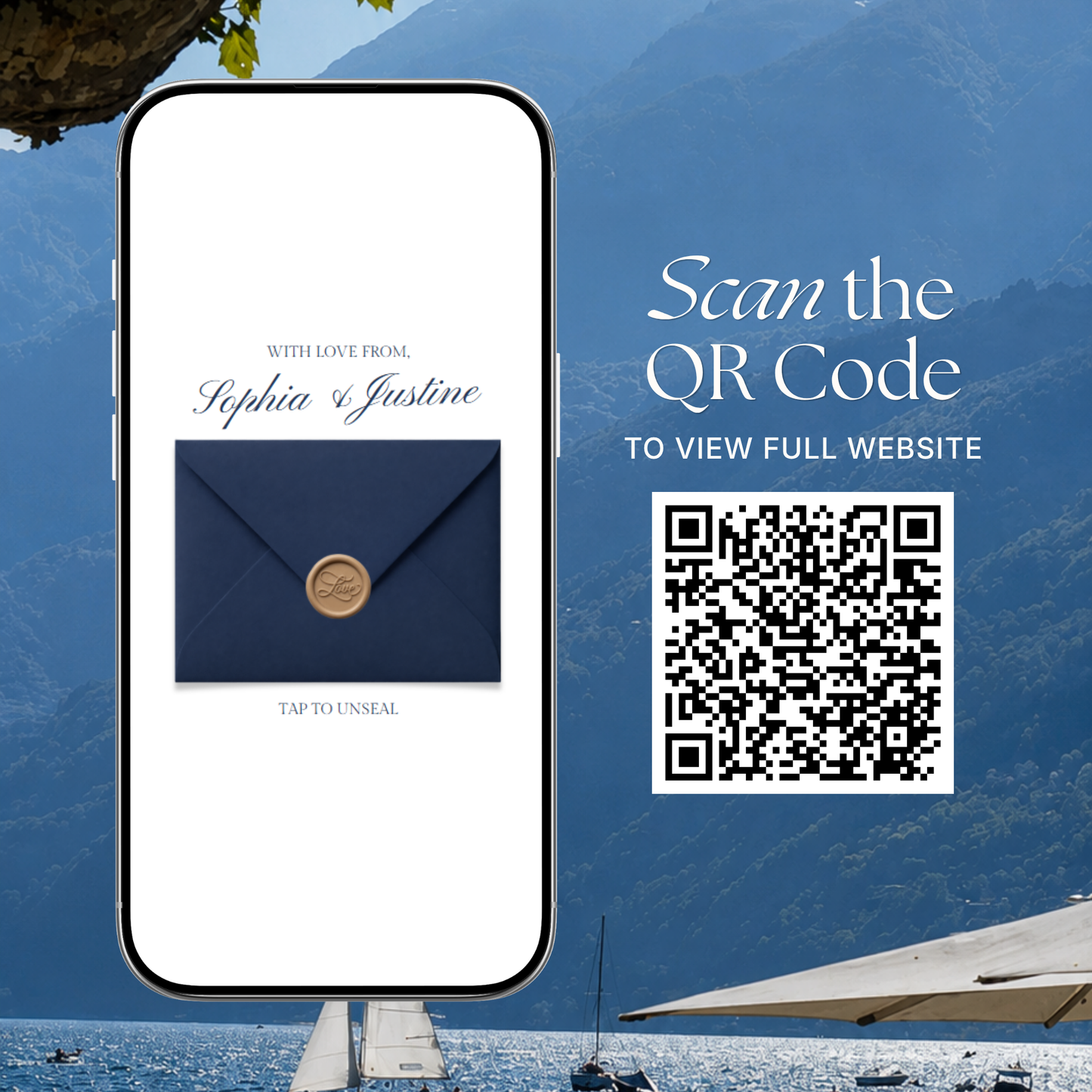 Navy & Dusty Blue Wedding Website Template with RSVP, Music and Countdown Timer: Digital Editable Canva Website (Digital Download)