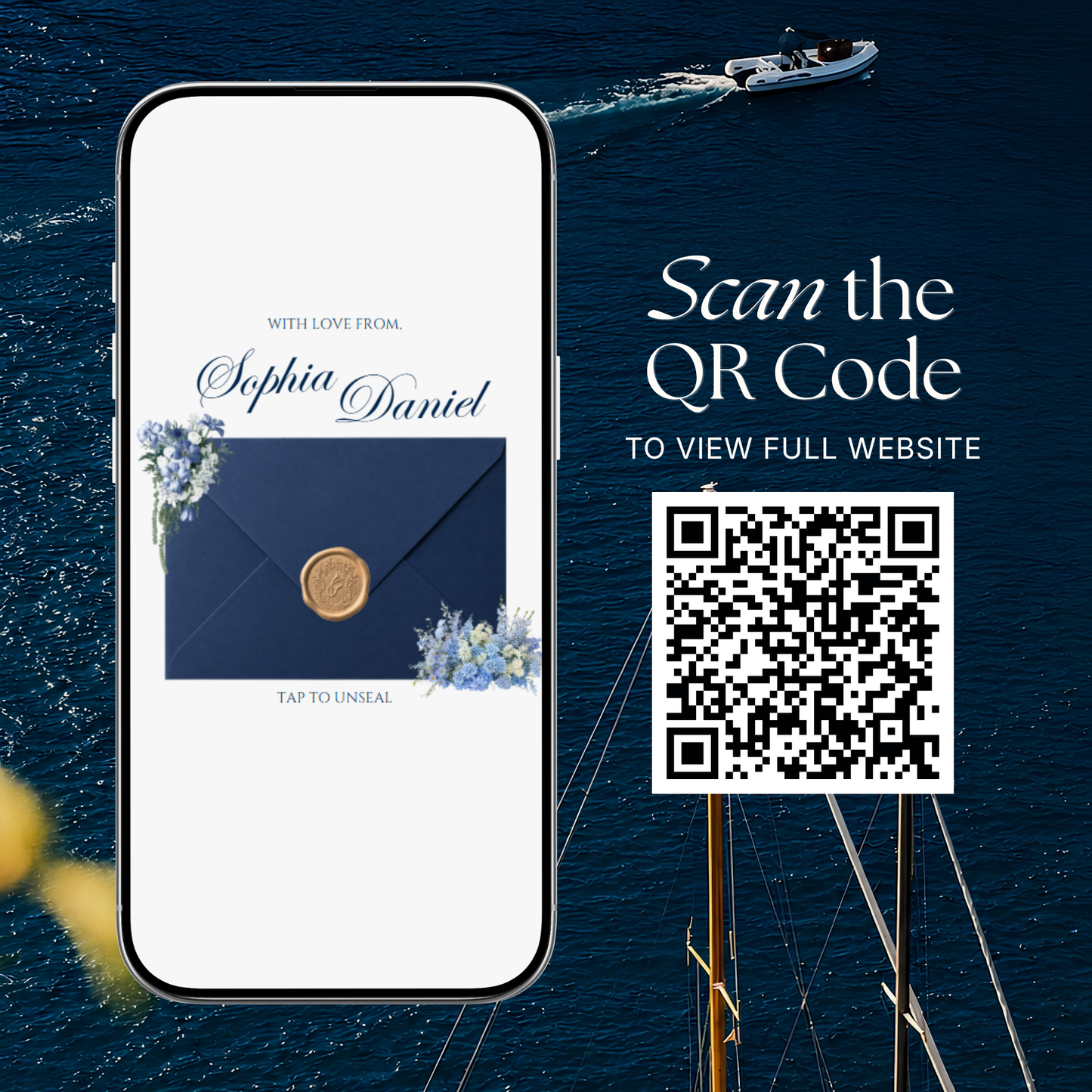 Navy & Dusty Blue Wedding Website Template | Editable Invitation with RSVP, Music and Countdown Timer (Digital Download)