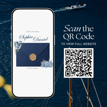 Navy & Dusty Blue Wedding Website Template | Editable Invitation with RSVP, Music and Countdown Timer (Digital Download)