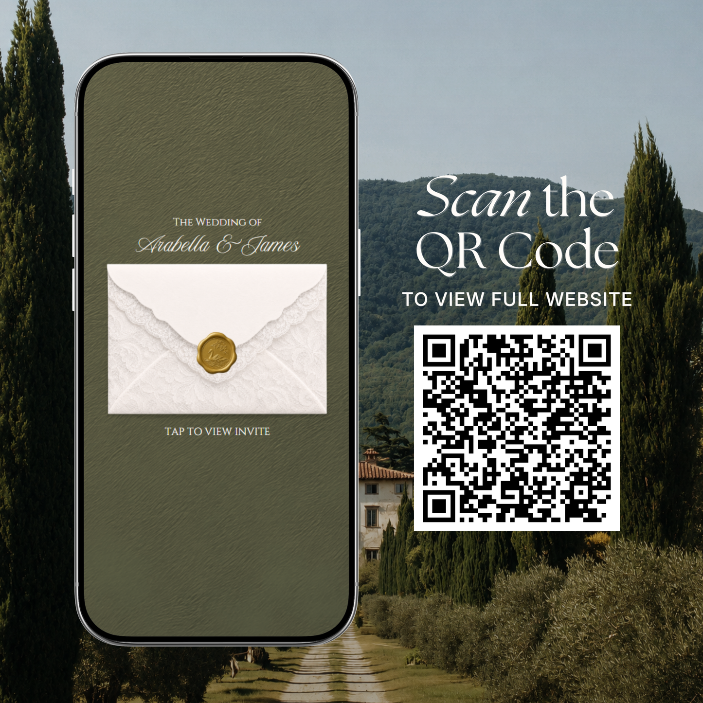 Olive Green Minimal Wedding Website Template with RSVP, Music and Countdown Timer: Digital Wedding Template (Digital Download)