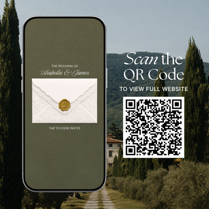 Olive Green Minimal Wedding Website Template with RSVP, Music and Countdown Timer: Digital Wedding Template (Digital Download)