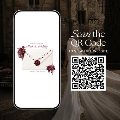 Burgundy & Ivory Vintage Floral Wedding Website Template | Editable Invitation with RSVP, Music and Countdown Timer (Digital Download)